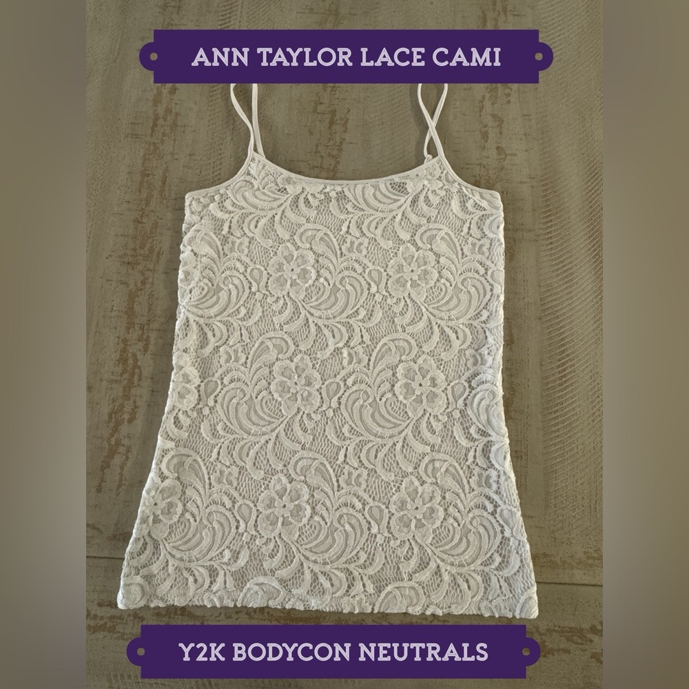 QL35 Y2K Bodycon White Lace Ann Taylor Cami